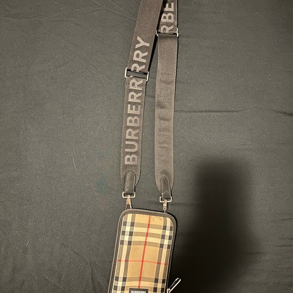 Burberry Men's Checkered Crossbody Bag - Black and Tan - Picture 1 of 7
